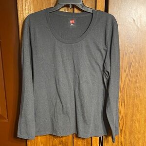 Hanes Charcoal Long Sleeve Tee